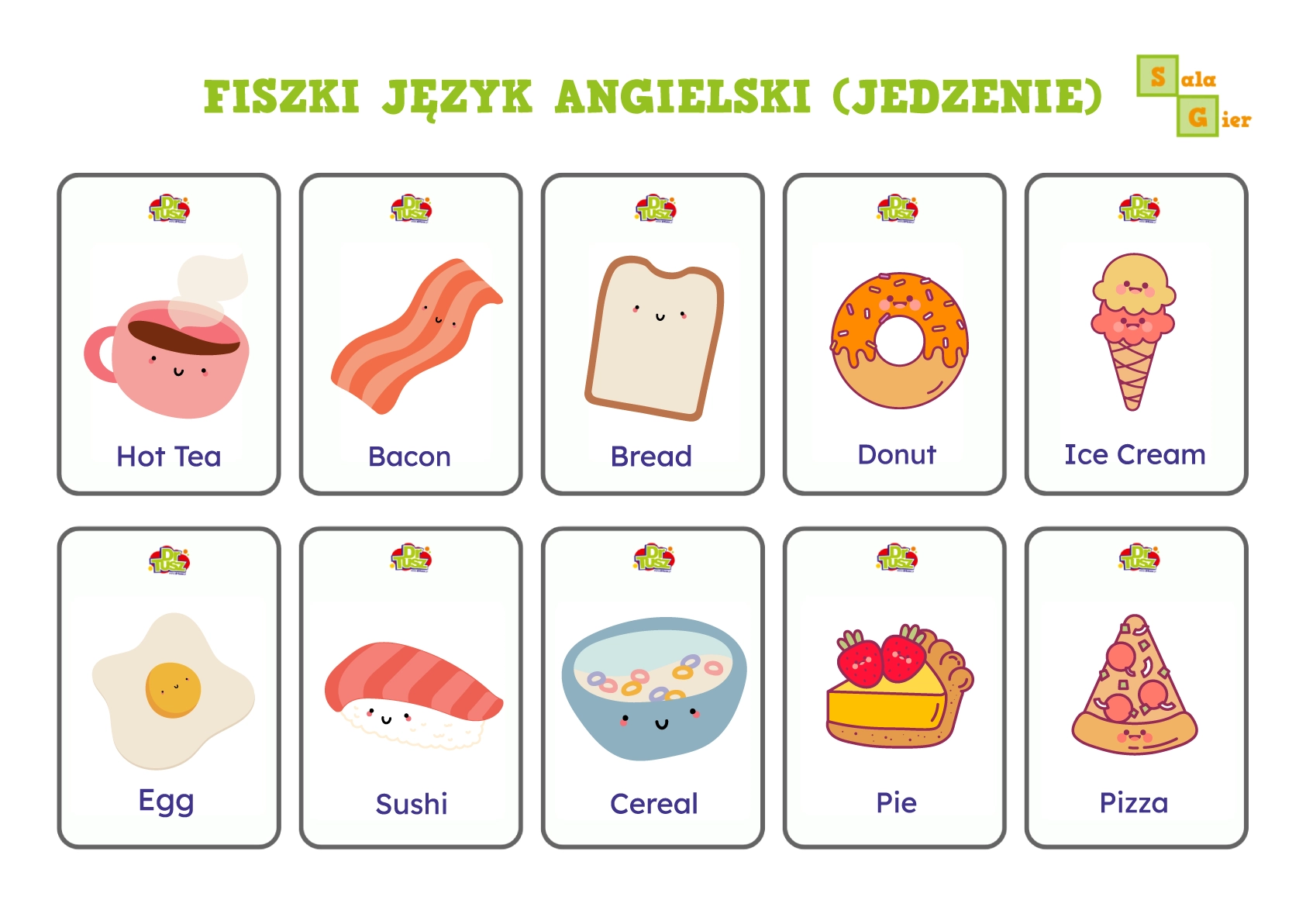Fiszki z jedzeniem w języku angielskim